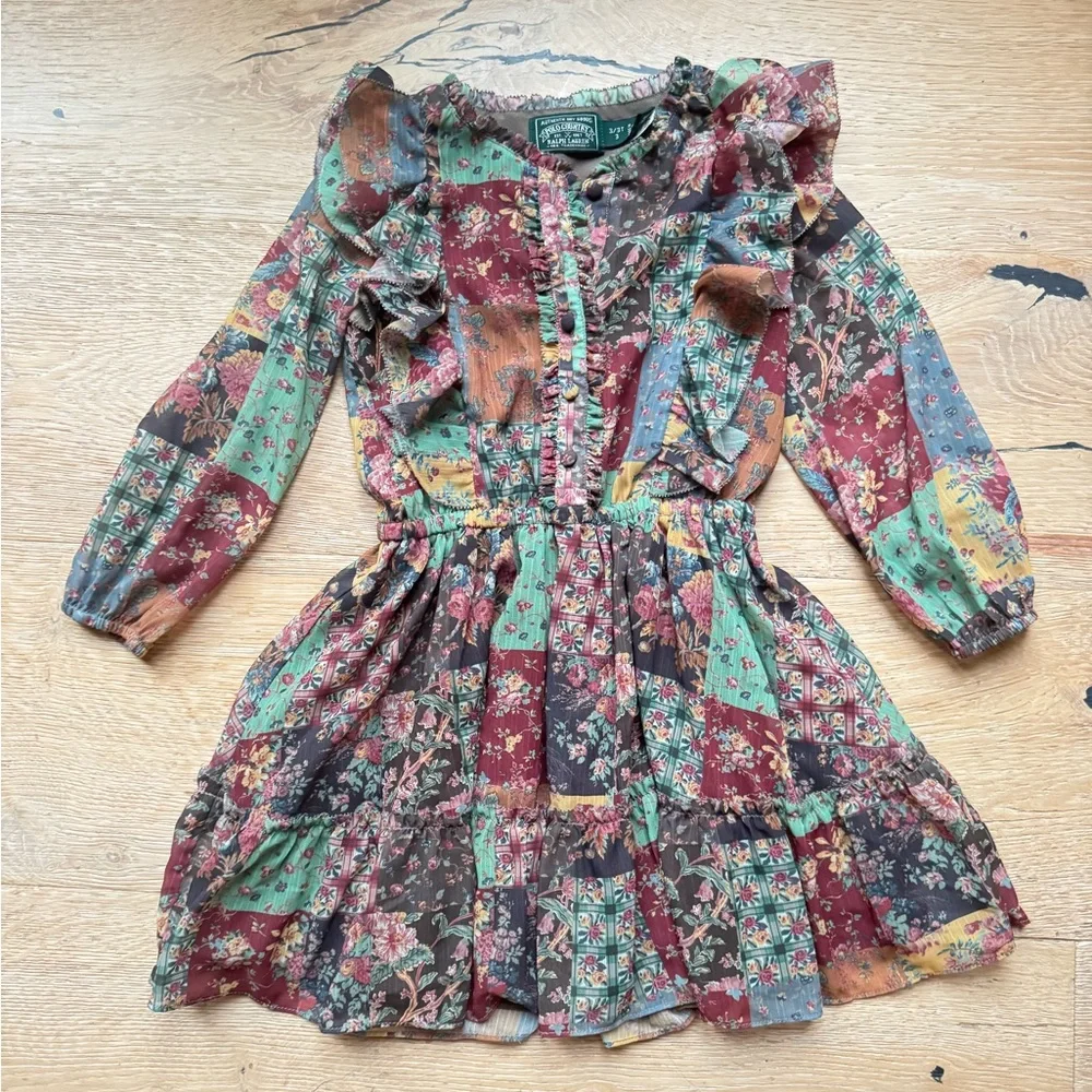 🔥🔥Ralph Lauren NEW PATCHWORK Ruffle Country Dress sz3T price firm